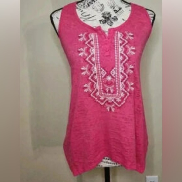 French Laundry Pink Embroidered Sleeveless Top, M - Picture 7 of 7